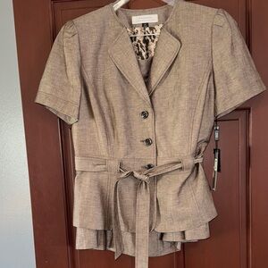 Brown Short Sleeve Blazer with Belt